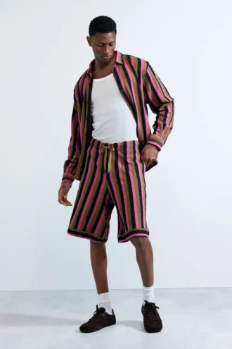 Gestreifte Strick-Bermudas
