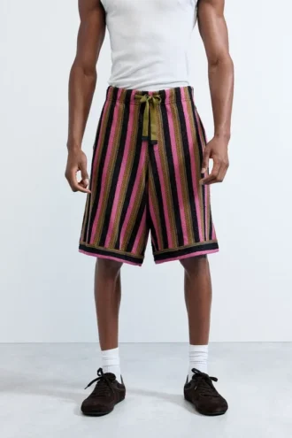 Gestreifte Strick-Bermudas