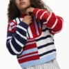 Gestreifter Pullover mit Reißverschluss Gestreifter Pullover mit Reißverschluss