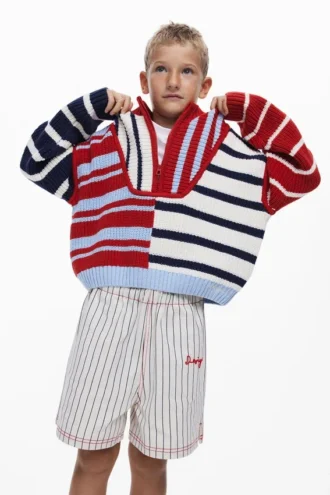 Gestreifter Pullover mit Reißverschluss