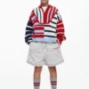 Gestreifter Pullover mit Reißverschluss Gestreifter Pullover mit Reißverschluss