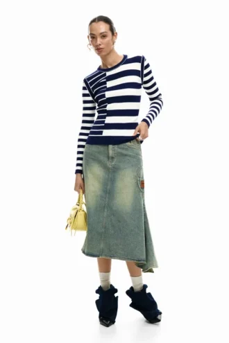 Gestreifter Pullover mit Rippstrick