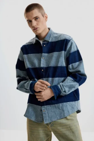 Gestreiftes Jeans-Hemd