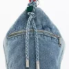 Große Denim-Charms-Tasche