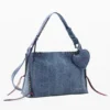 Große Denim-Herztasche