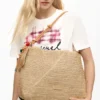 Große Raffia-Tasche mit Anhängern Große Raffia-Tasche mit Anhängern