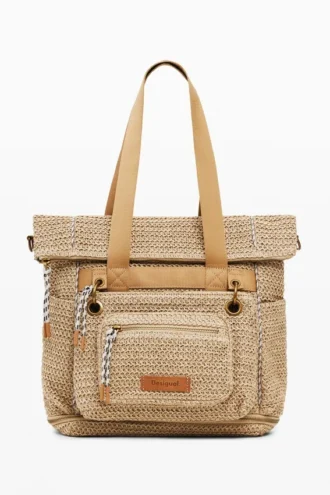 Großer modularer Raffia-Rucksack