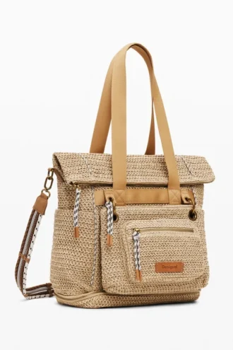 Großer modularer Raffia-Rucksack