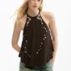 Halterbluse mit Applikationen Halterbluse mit Applikationen