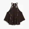 Halterbluse mit Applikationen Halterbluse mit Applikationen