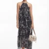 Halterkleid mit floralen Illustrationen
