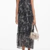 Halterkleid mit floralen Illustrationen