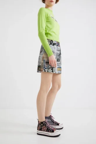 High-Top-Plateausneaker im asiatischen Patchwork-Stil