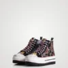 High-Top-Plateausneaker im asiatischen Patchwork-Stil High-Top-Plateausneaker im asiatischen Patchwork-Stil