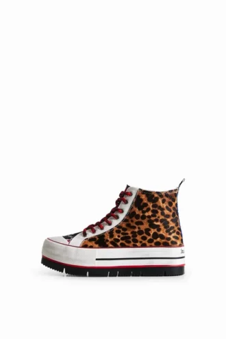 High-Top-Plateausneaker mit Animal-Print