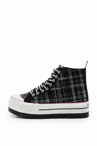 High-Top-Sneaker mit Tartan-Plateausohle