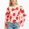 Häkel-Pullover mit Blumenmuster