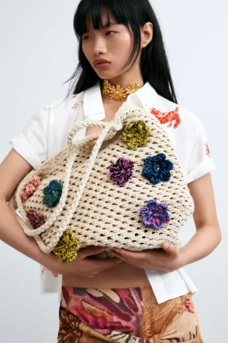 Häkel-Tasche mit Blumen
