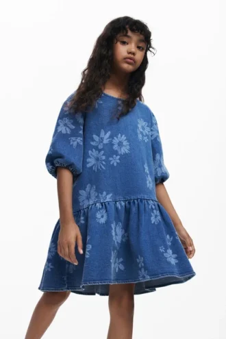 Jeans-Blumen-Kleid