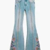 Jeans-Hose mit Blumen-Ziernähten