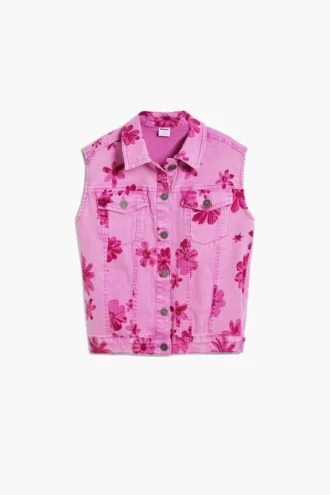 Jeansweste mit Blumenmuster