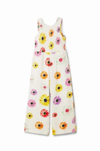 Jumpsuit mit Riemchen und Gänseblümchen-Print