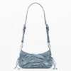 Kleine Denim-Tasche mit Raffungen