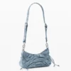 Kleine Denim-Tasche mit Raffungen
