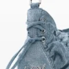 Kleine Denim-Tasche mit Raffungen