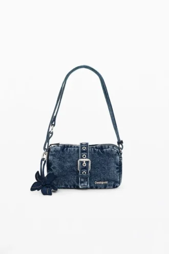 Kleine Denim-Umhängetasche mit Applikationen