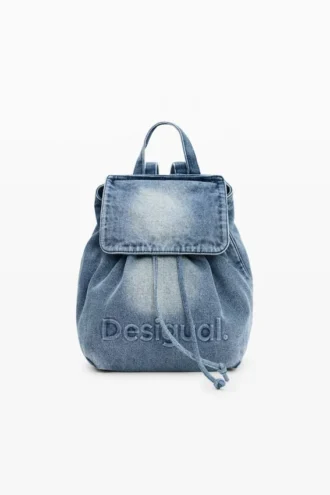 Kleiner Rucksack aus Denim mit Anhängern