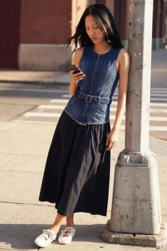 Kombiniertes Jeans-Kleid Kombiniertes Jeans-Kleid