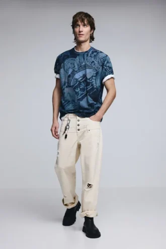 Kurzarm-T-Shirt mit Mosaikmuster