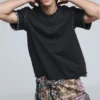 Kurzarm-T-Shirt mit Nahtdetails Kurzarm-T-Shirt mit Nahtdetails