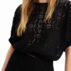 Kurze Spitzenbluse mit Puffärmeln Kurze Spitzenbluse mit Puffärmeln