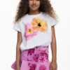 Kurzer Jeansrock mit Blumenmuster