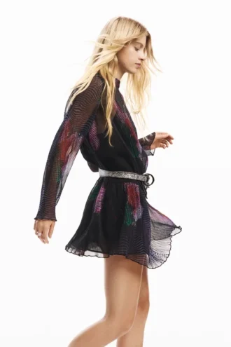 Kurzes Kleid aus Tüll mit Pixelprint
