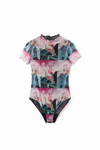 Kurzärmeliger Body aus Fantasietüll