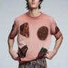 Kurzärmeliges Patchwork-T-Shirt