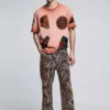 Kurzärmeliges Patchwork-T-Shirt
