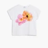 Kurzärmeliges T-Shirt mit gestickten Blumen