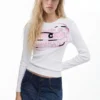 Langarm-T-Shirt mit rosa Buchstaben Langarm-T-Shirt mit rosa Buchstaben