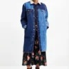 Lange, wattierte Jeansjacke Lange, wattierte Jeansjacke