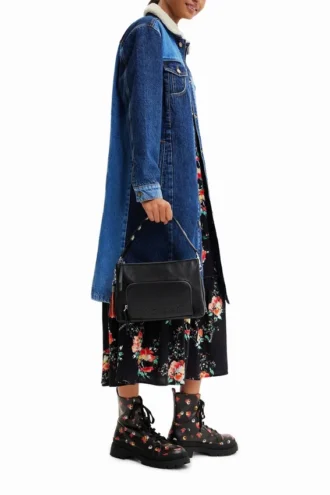 Lange, wattierte Jeansjacke