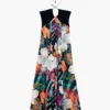 Langes Kleid mit tropischem Print