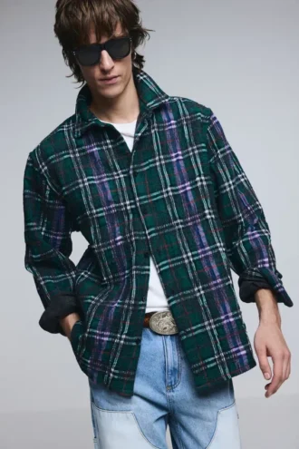 Langärmliges Overshirt mit Karomuster