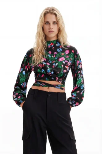 M. Christian Lacroix Kurze Bluse mit Blumenmuster