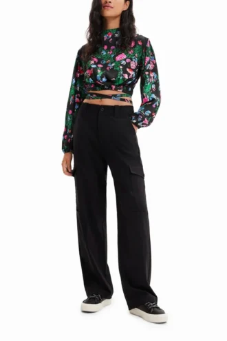 M. Christian Lacroix Kurze Bluse mit Blumenmuster