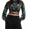 M. Christian Lacroix Kurze Bluse mit Blumenmuster M. Christian Lacroix Kurze Bluse mit Blumenmuster