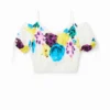 M. Christian Lacroix Kurze, geraffte Bluse mit Blumenmuster M. Christian Lacroix Kurze, geraffte Bluse mit Blumenmuster